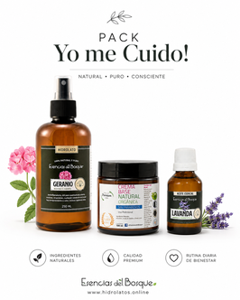 Pack Yo me Cuido (Hidrolato de Geranio 250 ml + Crema Base 100 ml + Aceite Esencial de Lavanda 10 ml)