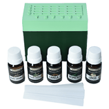 5 Aceites Esenciales + Caja Porta Tiras Olfativas (Set Lima, Lemongras, Menta, Lavanda, Cedro)