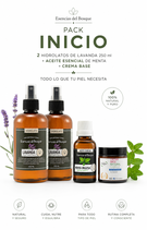 Pack Inicio: 2 Hidrolatos de Lavanda 250 ml + Aceite Esencial de Menta + Crema base. Todo lo que tu piel necesita